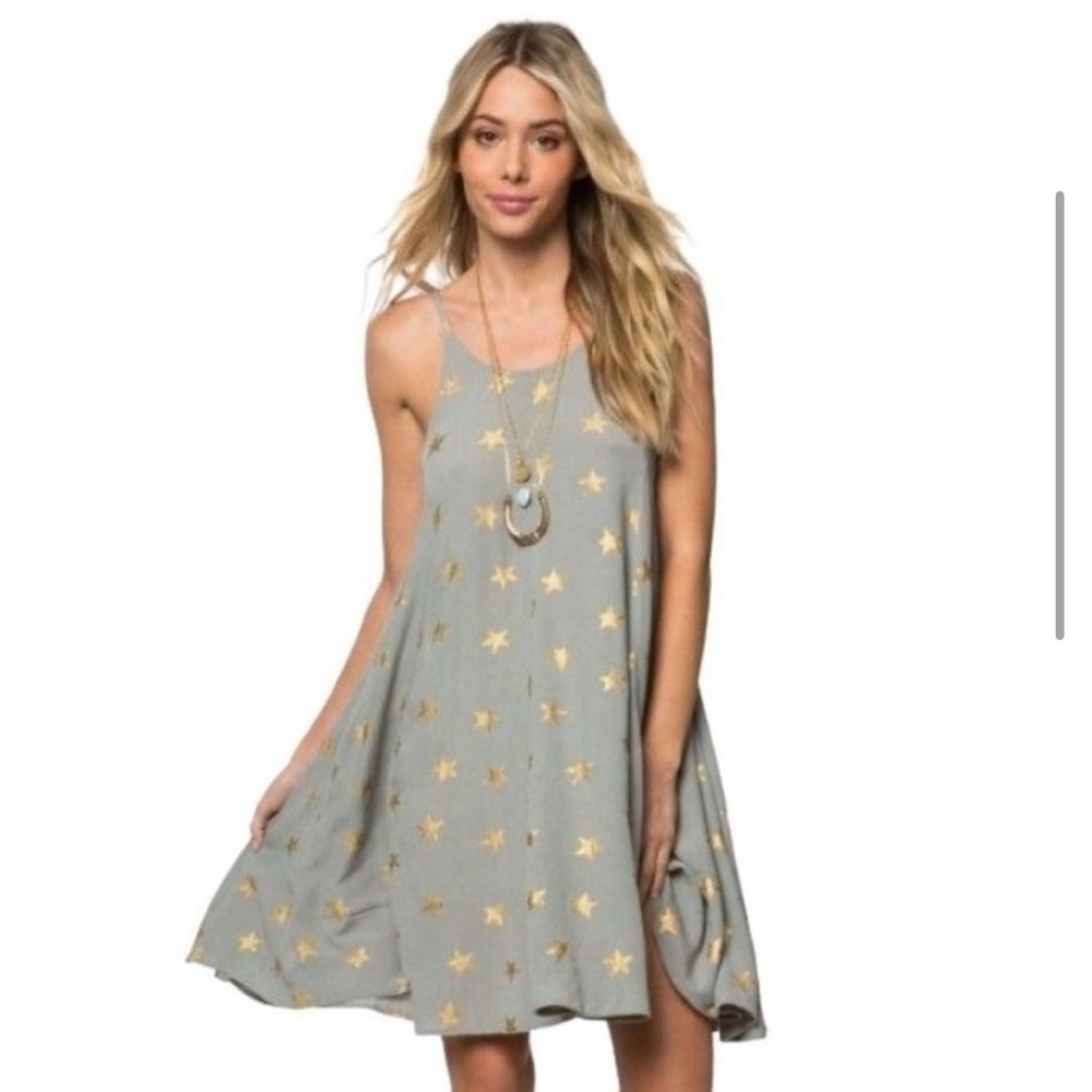 O'Neill Gray Dress with Gold Star Pattern XL